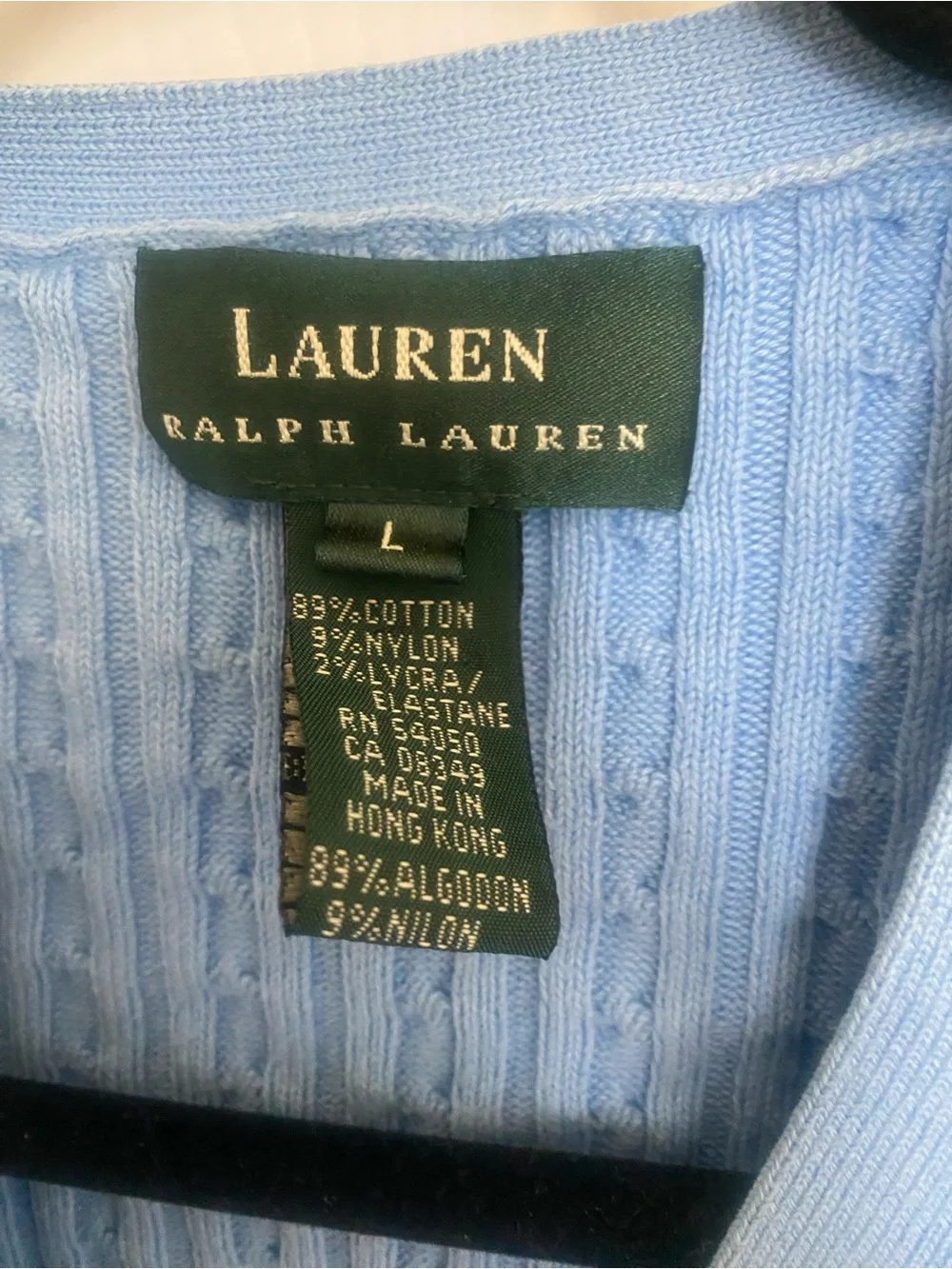 Ralph Lauren Sky Blue Cable-Knit V-Neck Cardigan